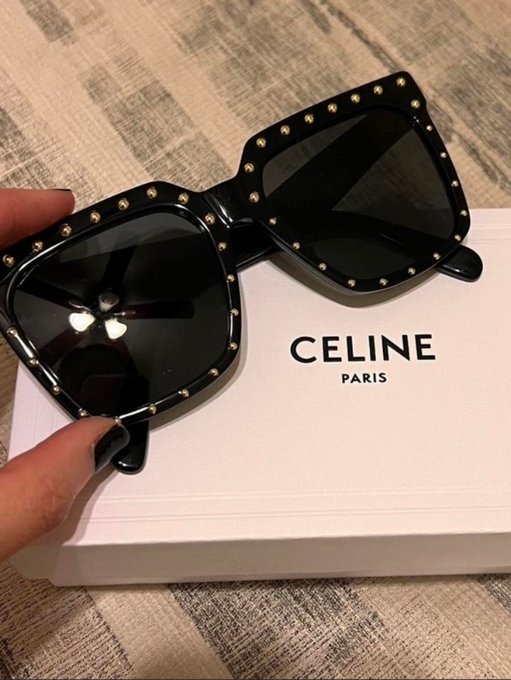 CELIME Black Studded Sunglasses with Gold Stud Trim - CL4055IS